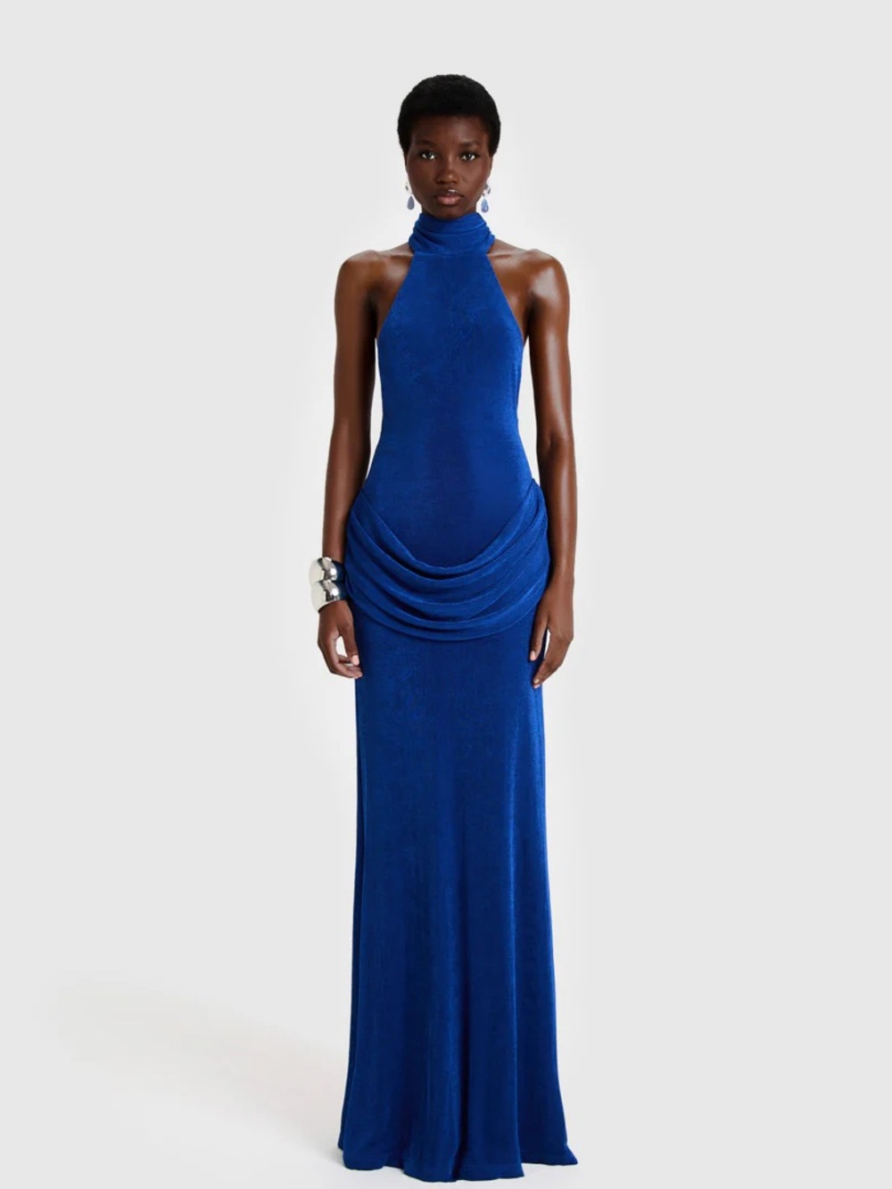 Elegant Royal Blue Halter Maxi Dress